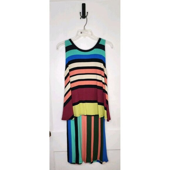 Maeve Anthropologie Davina Striped Layered Multicolored Dress Sz Medium - Picture 2 of 4